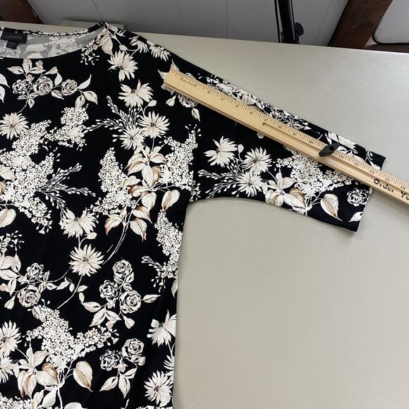 J Jill Wearever Tunic Top Petite XL Black Dark Floral Oversized Artsy Neutral - Picture 6 of 10